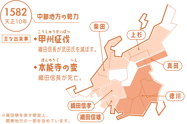 中部地方の勢力図(1582年)